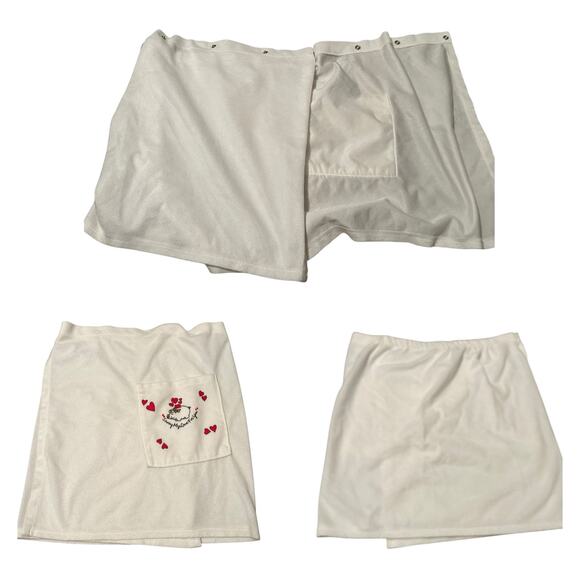 Vintage Jockey White Bath Towel Kilt Wrap Terry Cloth Cute Pig / One size - - Picture 3 of 4